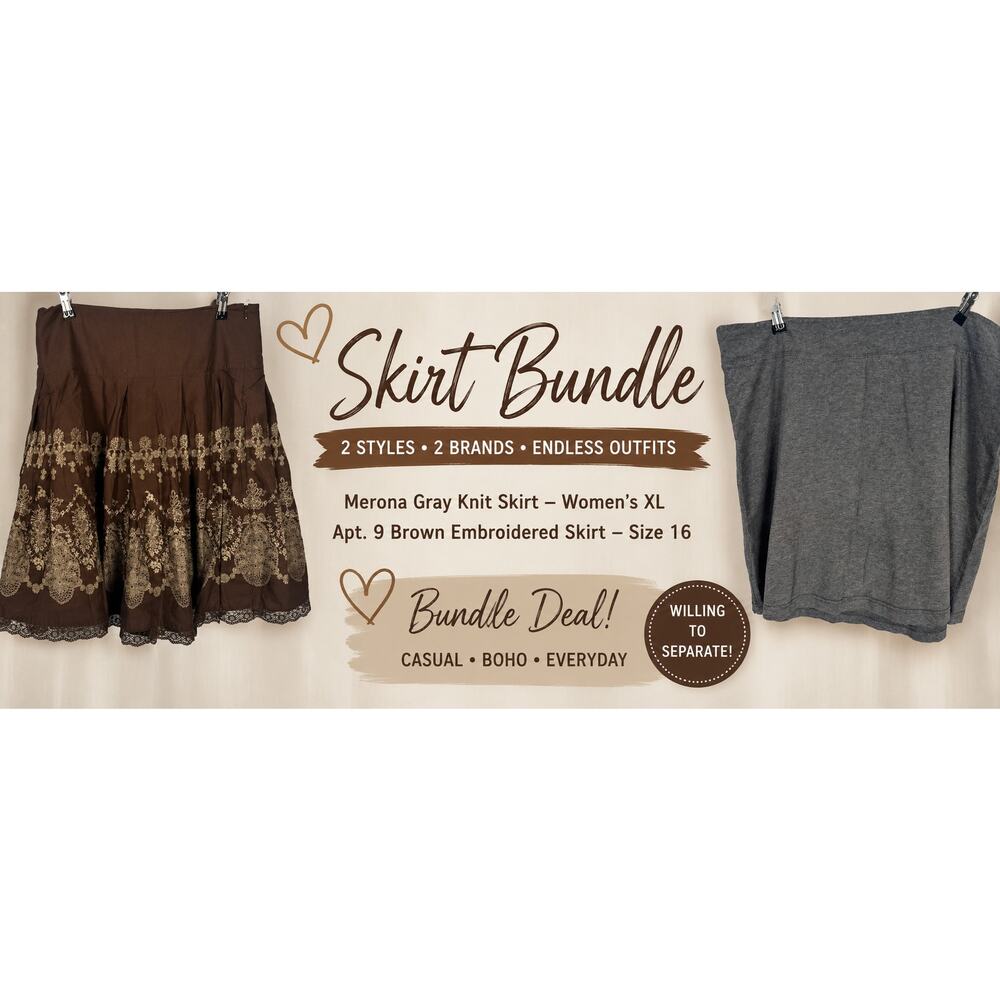 Women’s Skirt Bundle – Merona & Apt. 9 | XL & 16 | Casual + Boho Styles